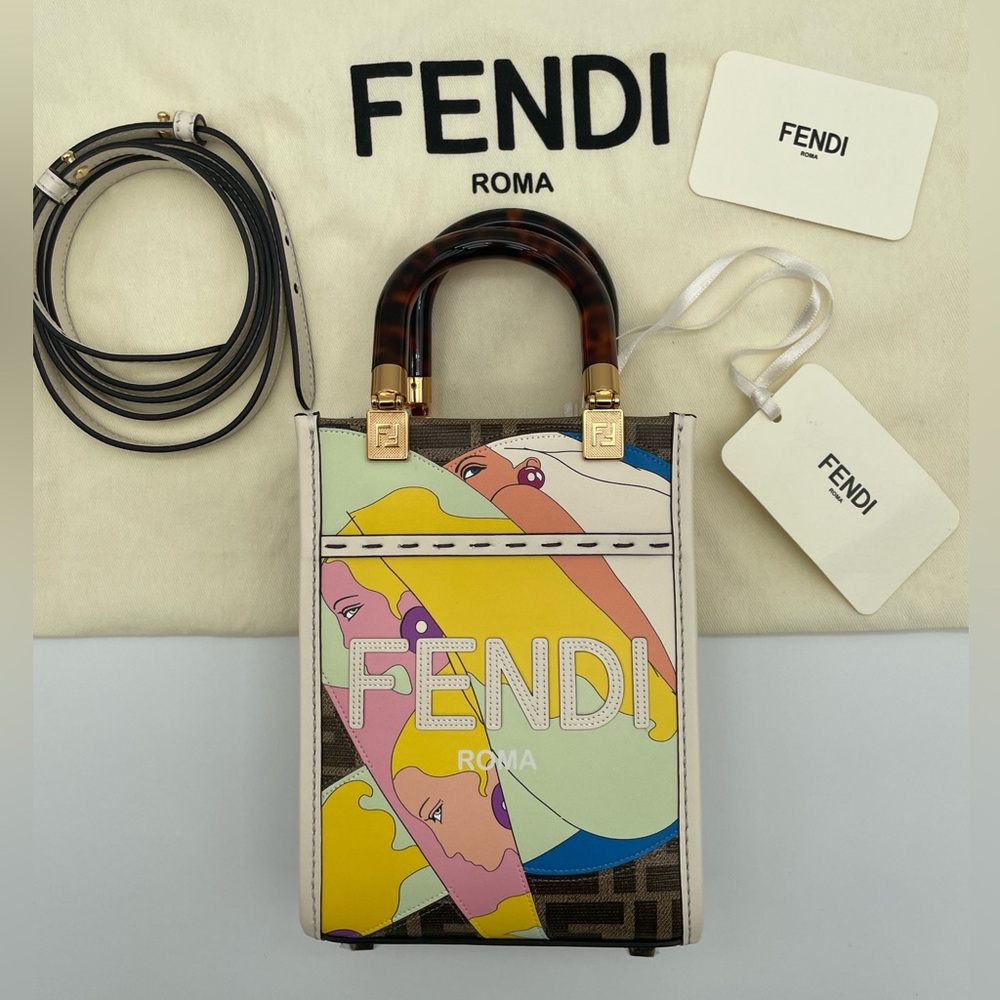 NEW FENDI MINI SUNSHINE FF SUMMER  CROSSBODY TOTE BAG PURSE NWT AUTH! - Picture 3 of 13